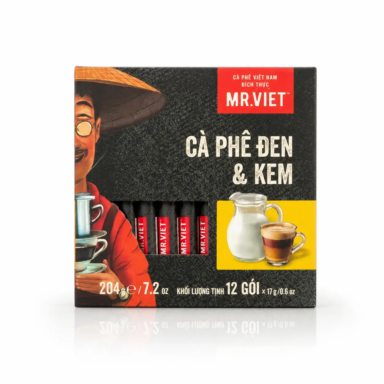 MR.Việt Cà phê hoà tan Đen và Kem 204g MR.Việt