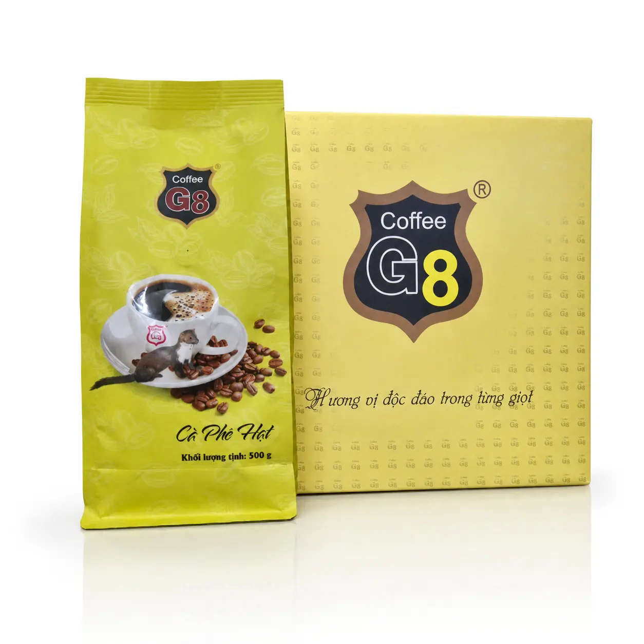 Cà phê hạt thượng hạng túi vàng Robusta G8