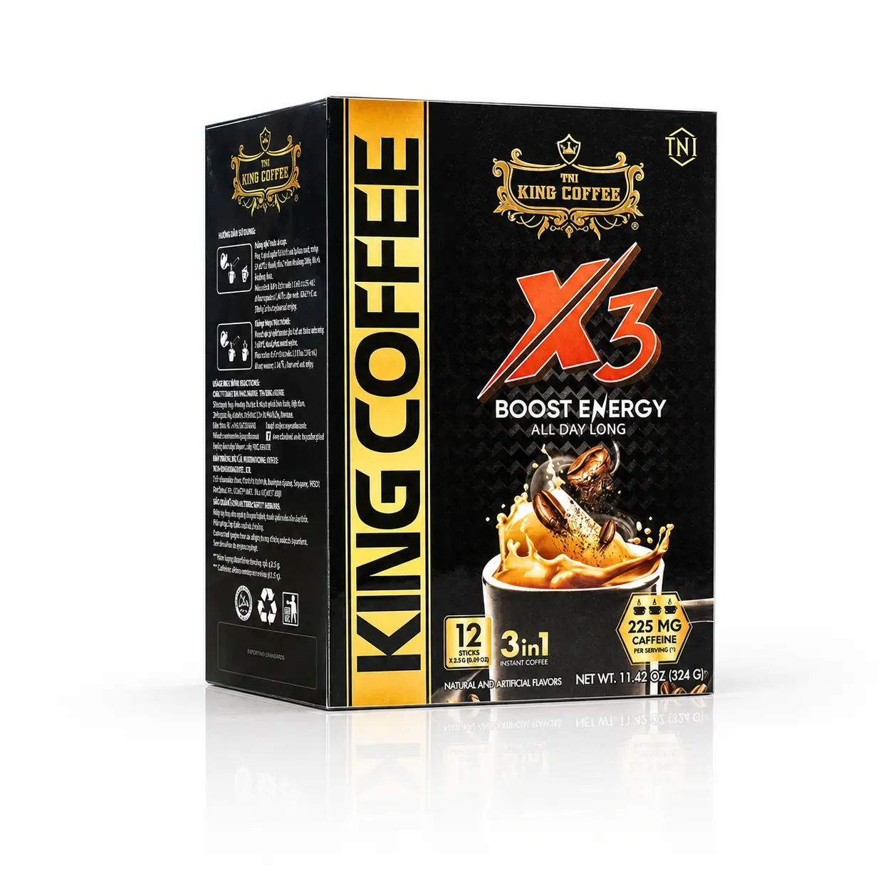 Cà phê đen X3 King Coffee 3 in 1 324g X3 King
