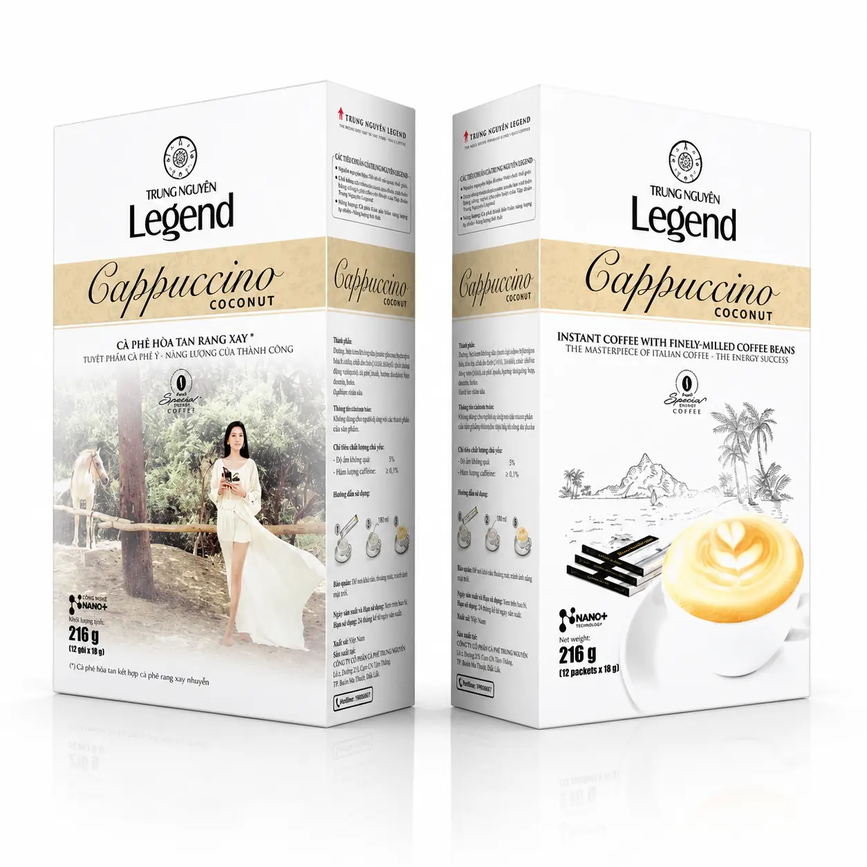 G7 Cafe legend cappuchino hương coconut hộp 12 gói