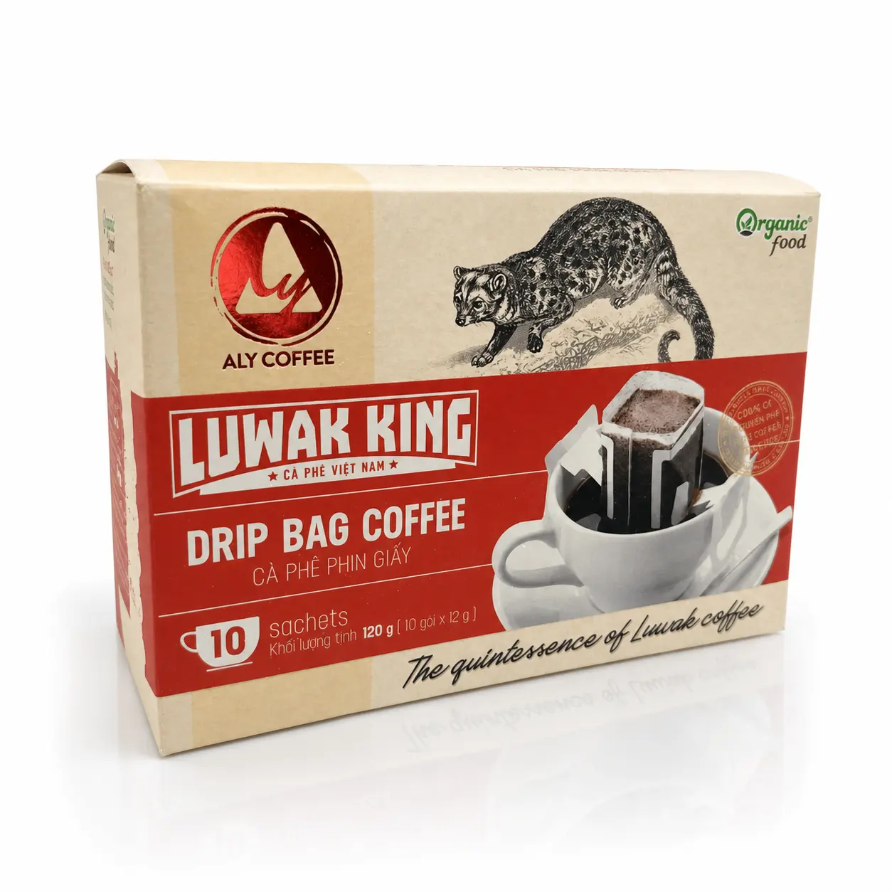 Organic food cà phê phin giấy aly coffee luwak hộp 120g T35
