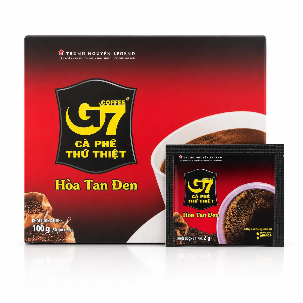 Cà phê hòa tan đen trung nguyên hộp 50 gói