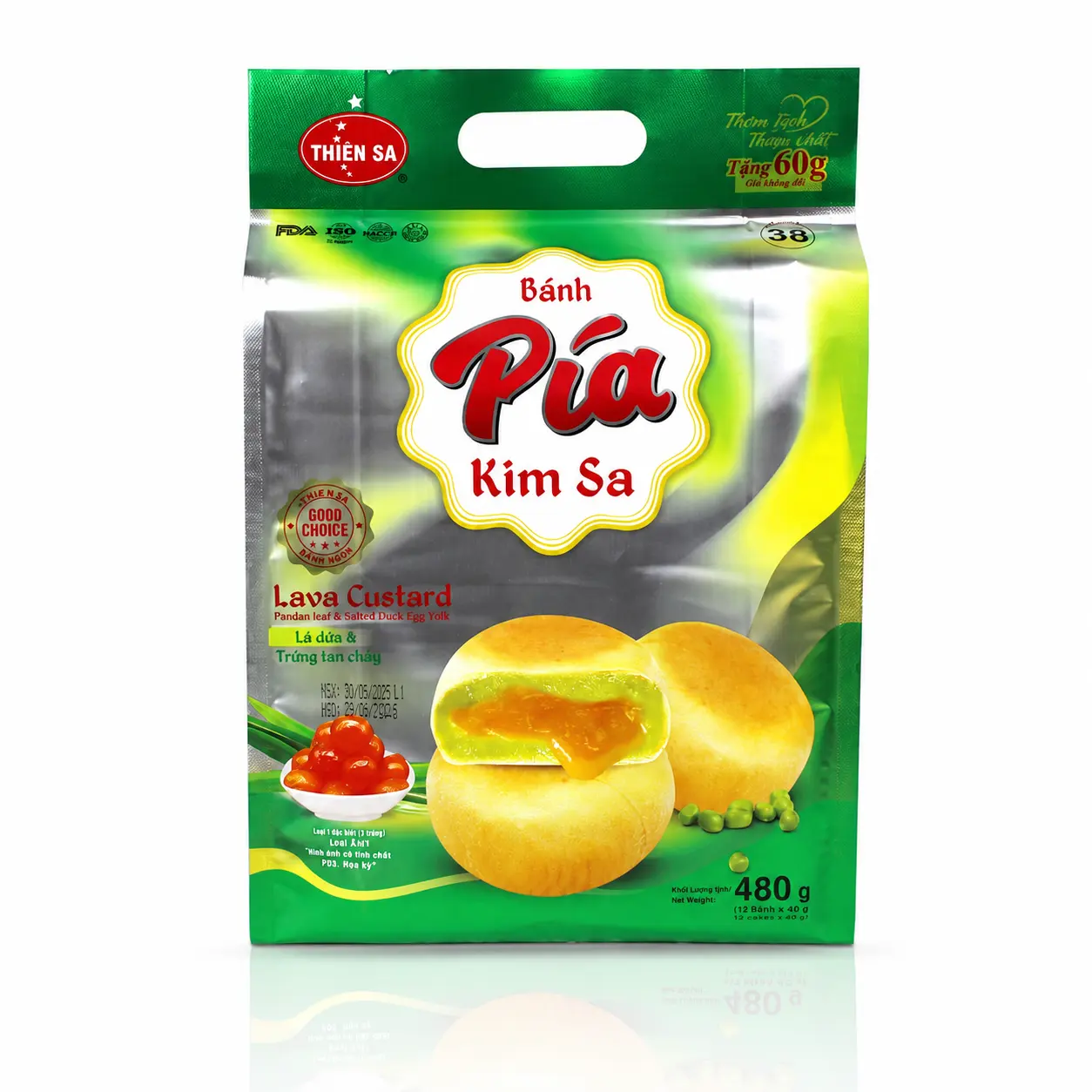 Bánh Pía Vị Xưa lá dứa sầu riêng thiên SA 480g 28 gói