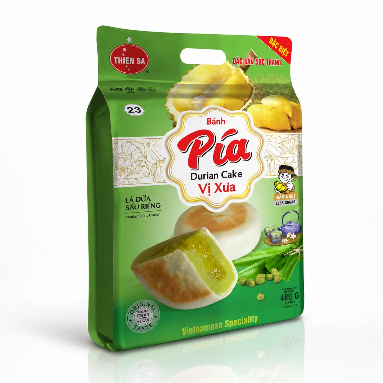 Bánh Pía thiên SA lá dứa trứng chảy 480g